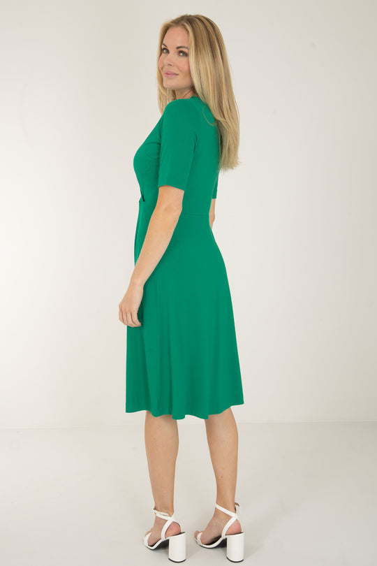 My most comfy short jersey dress - Emerald Green - Grön, knälång klänning i trikå
