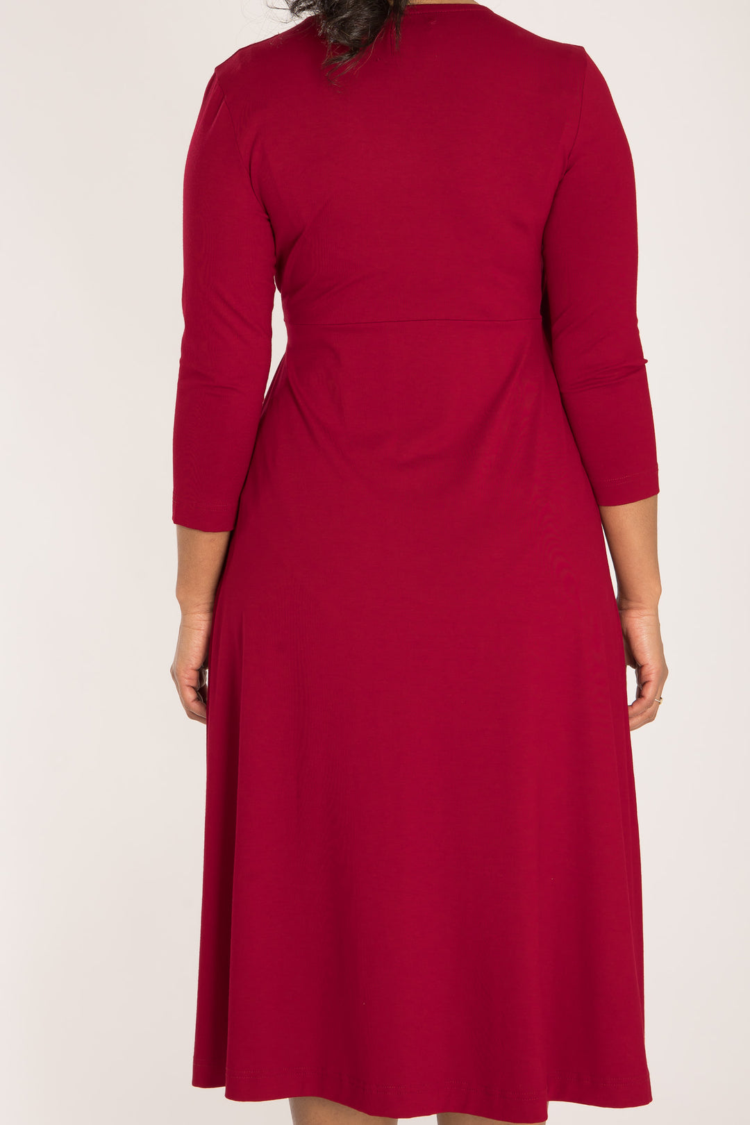 Loose fit midi wrap jersey dress - Red - Vadlång, omlottklänning i trikå