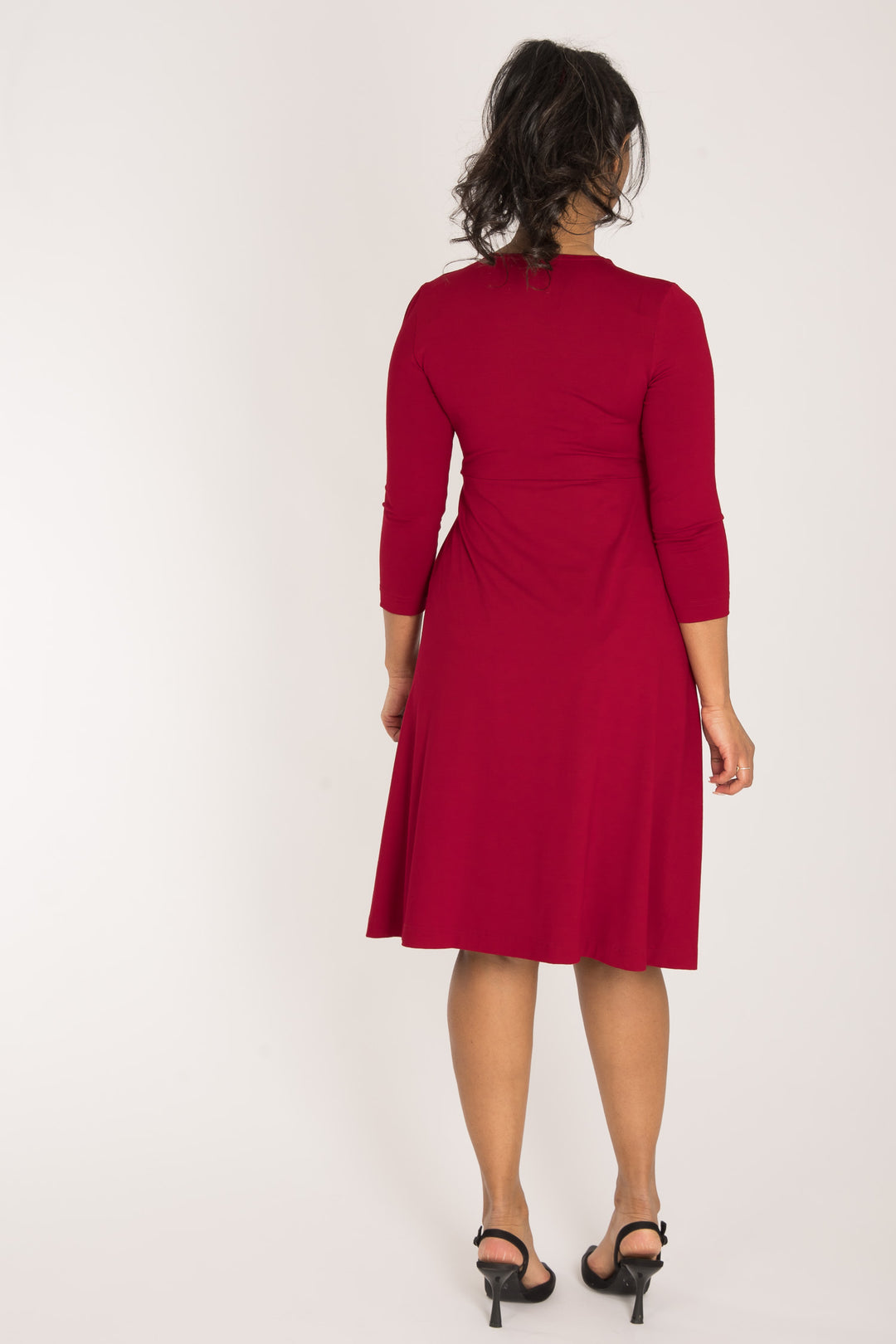 Loose fit short wrap jersey dress - Red - Knälång, omlottklänning i trikå