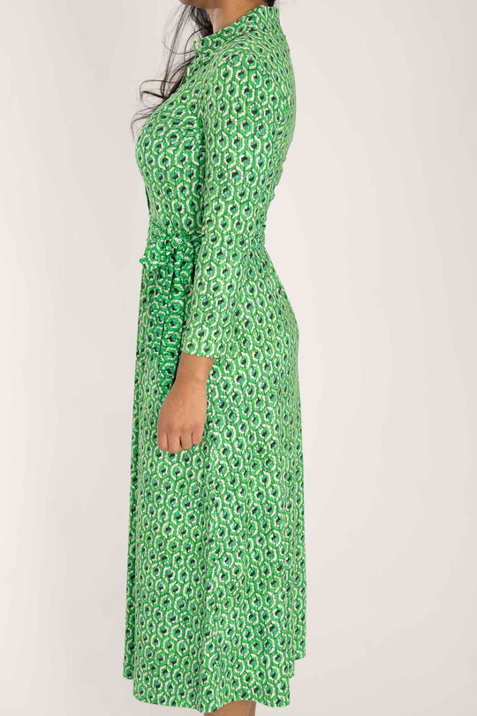 Forever mine placket midi jersey dress - Green