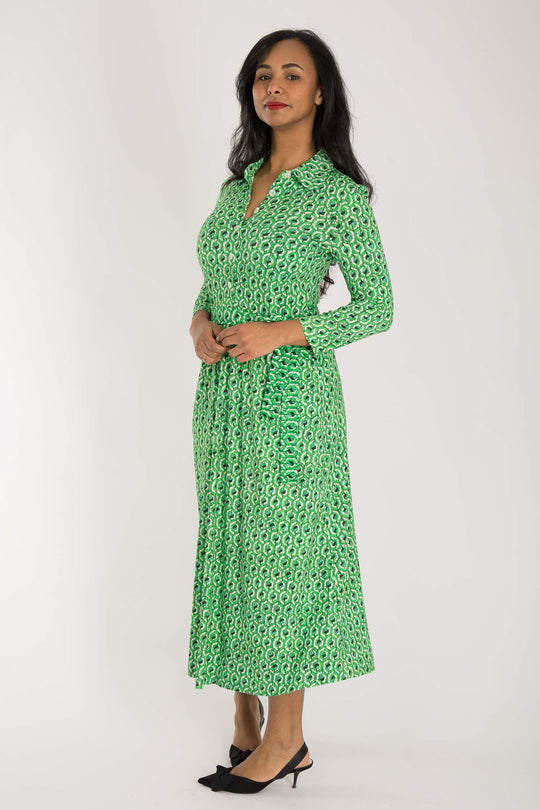 Forever mine placket midi jersey dress - Green