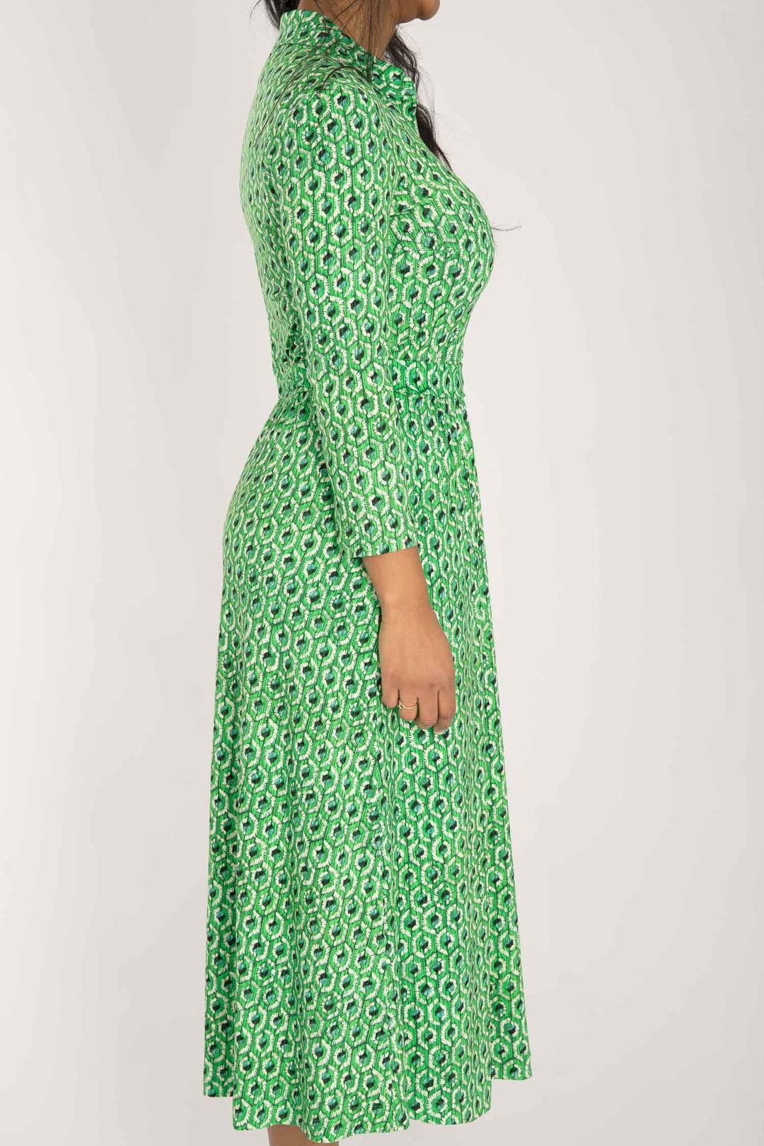 Forever mine placket midi jersey dress - Green