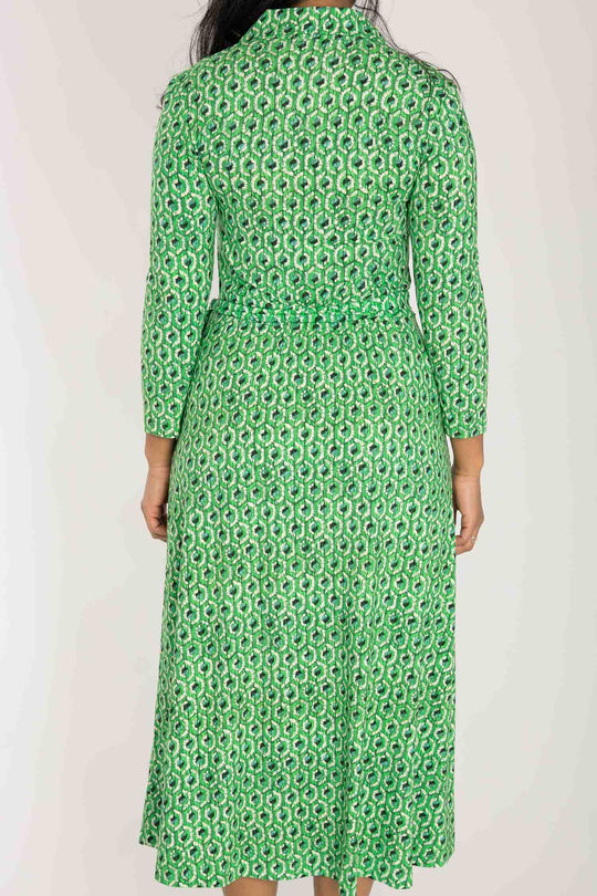 Forever mine placket midi jersey dress - Green