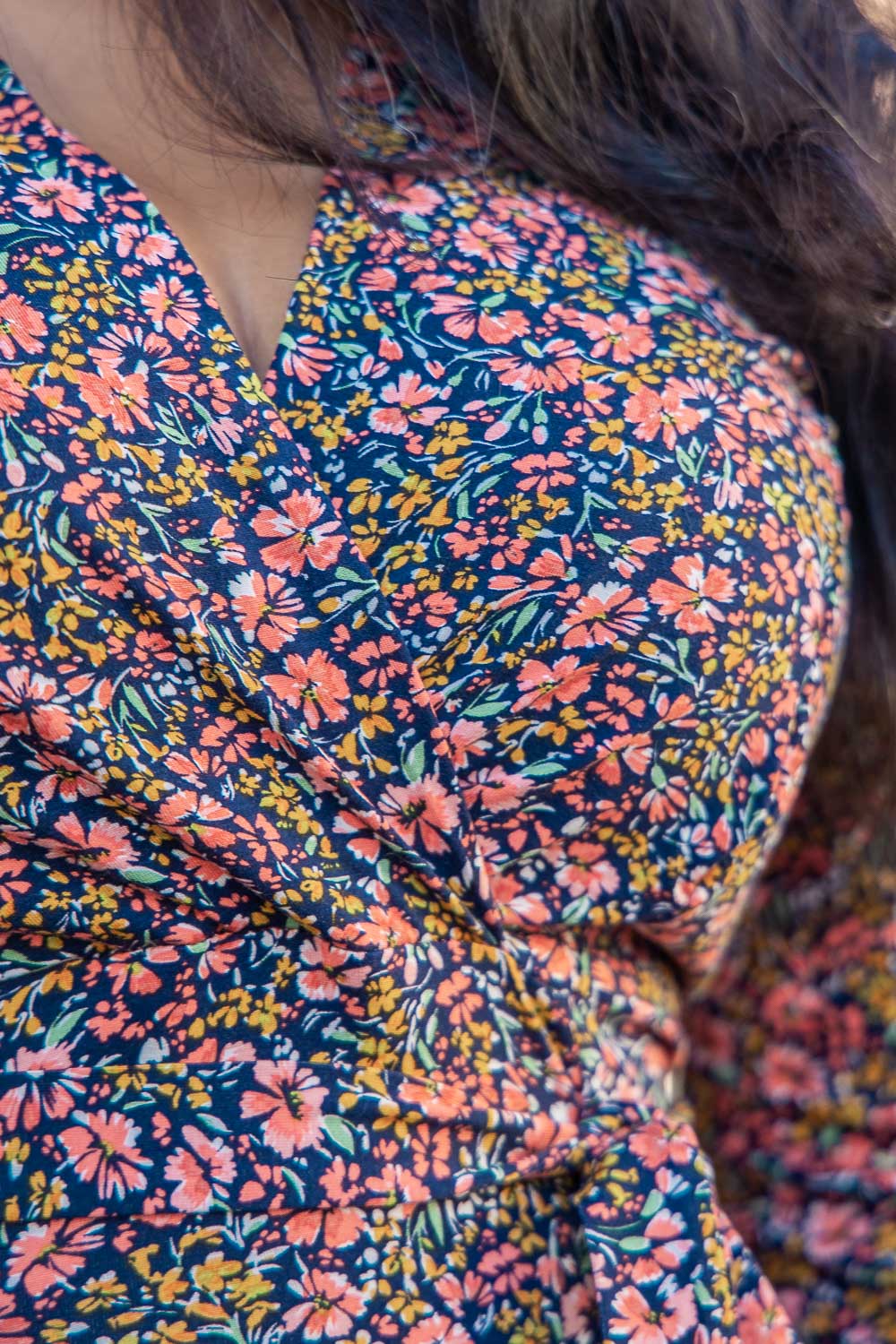 Essential printed midi jersey dress - Navy flowers - Mönstrad vadlång klänning i trikå