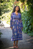 Pure boho midi jersey dress - Blue-Pink - Mönstrad vadlång trikåklänning